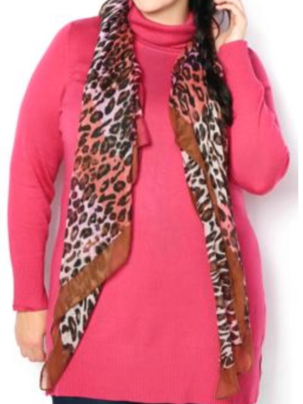 TURTLENECK TUNIC SWEATER, PINK BLOSSOM, SIZE 4X, LONG SLEEVES, RIBBED HEM WITH